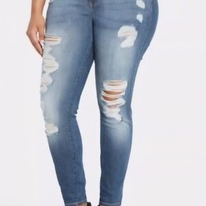 torrid Light Blue Distressed Skinny Jeans